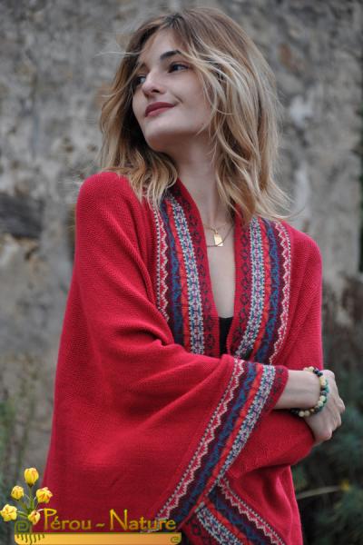 Pull femme rouge Indien