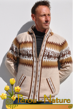 Cardigan homme chaud avec capuche laine alpaga