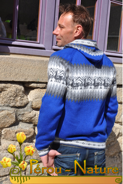 Cardigan homme chaud avec capuche laine alpaga