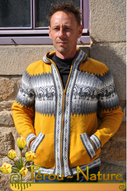 Cardigan homme jaune soleil des andes