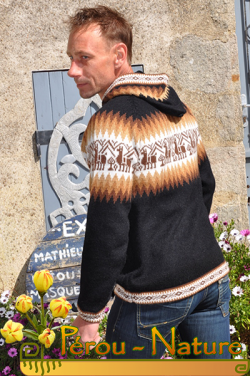 Cardigan noir en alpaga pour homme