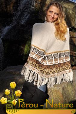 Poncho arco iris beige