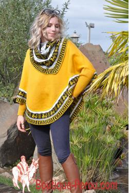 Poncho femme manches chauve souris col snood