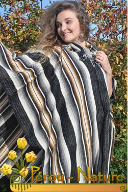 Poncho grande taille en laine d'alpaga, taille unique adulte.