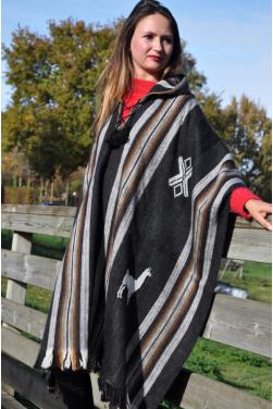 Poncho grande taille en laine d'alpaga, taille unique adulte.