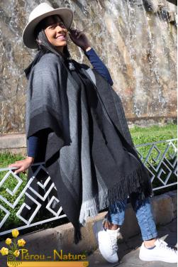 Élégant poncho femme gris anthracite