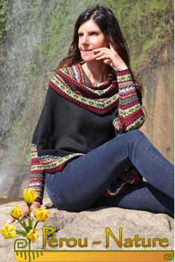 Poncho femme manches chauve souris