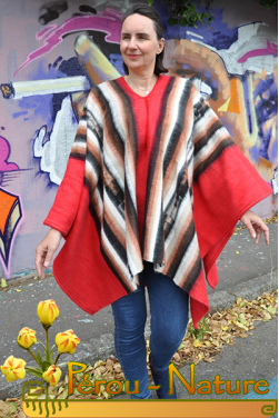 Poncho femme rouge indien