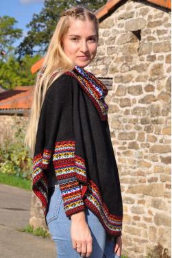 Poncho femme manches chauve souris