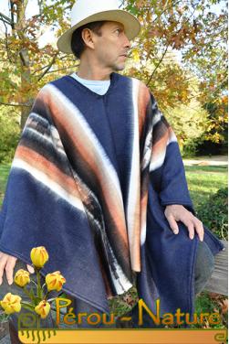 Poncho homme  élégant en laine naturelle d'alpaga