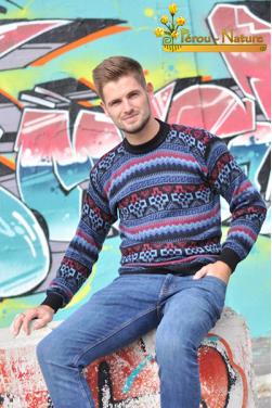 Pullover bleu marine en alpaga
