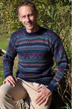 Pull-over chakana bleu et rouge