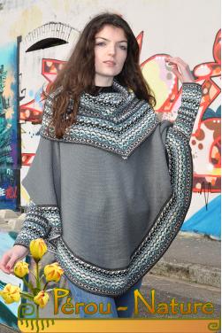 Poncho femme manches chauve souris