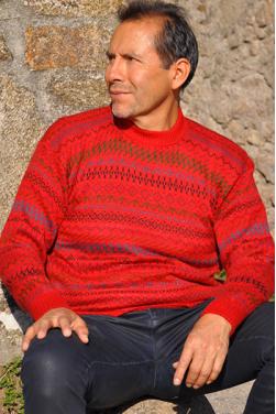 Pull-over jacquard rouge des Andes