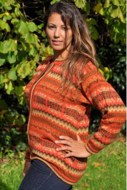 Veste  péruvienne jacquard, grand taille ample et confortable