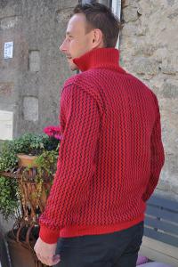 Beau pull camionneur rouge pour homme en alpaga